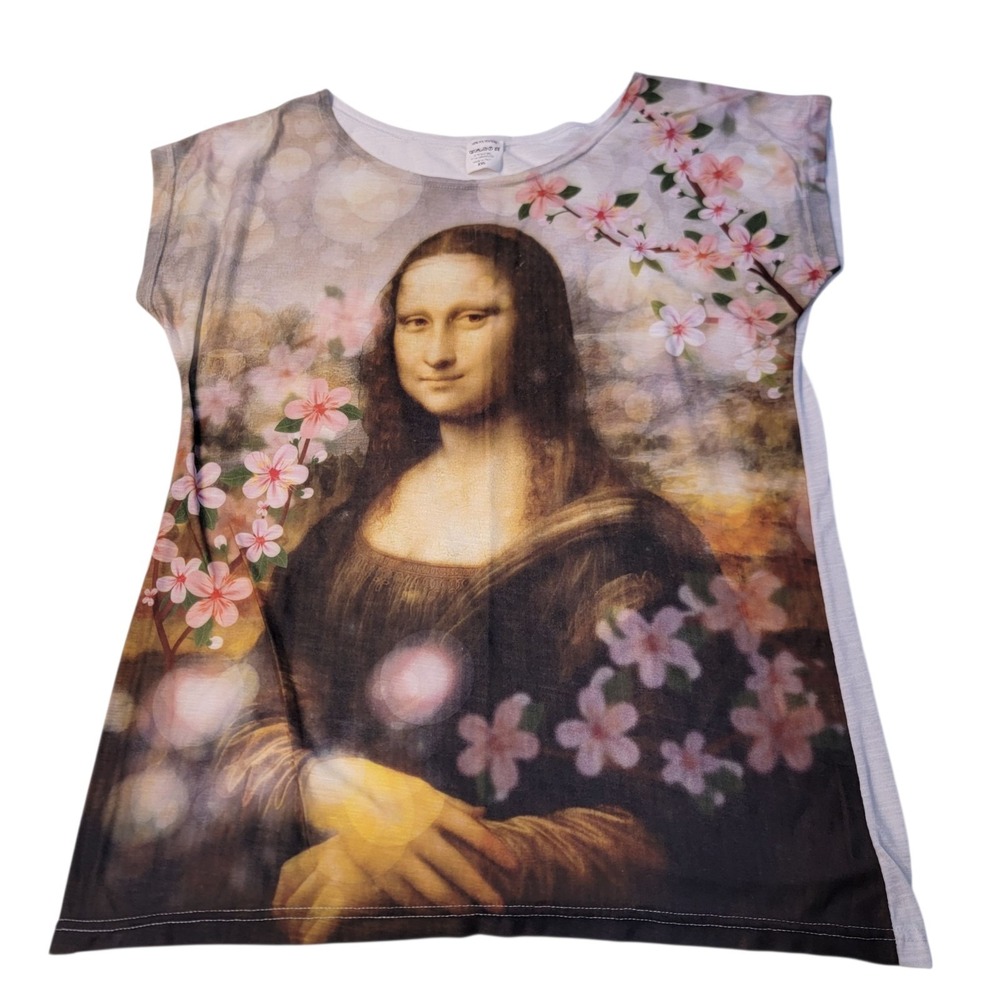 Mona Lisa T-shirt Art To Wear Gothic Made In Italy Top Juniors Sz XXL‎ NWOT NEW
